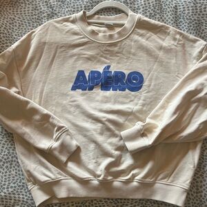 Clare V Cream and Blue Crewneck Sweater